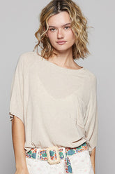 POL Round Neck Half Sleeve T-Shirt LATTE OutfitFlow